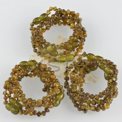 Amber teething bracelet baroque dark green polished Amber teething bracelet baroque dark green polished